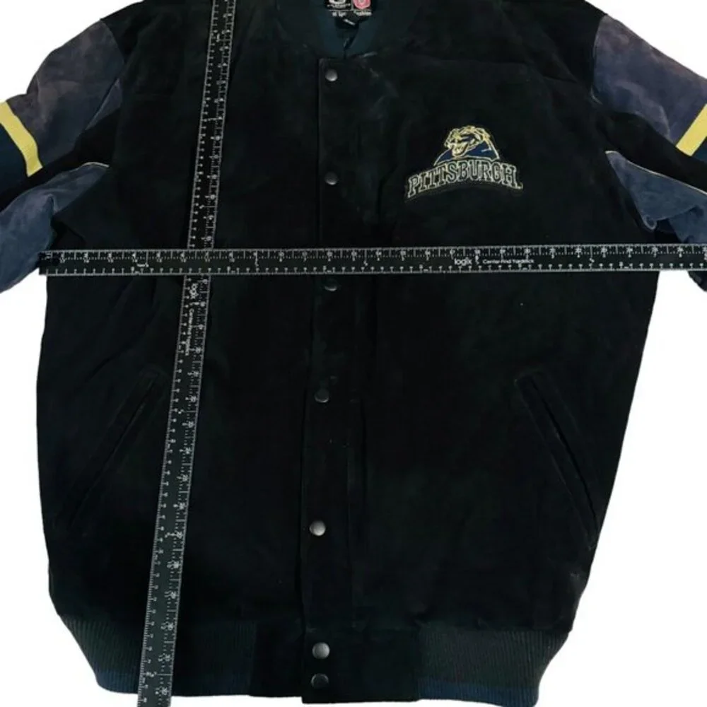 G111 Sports Pittsburgh Panthers Jacket Mens 2XL  Suede Leather‎ Embroidered Logo